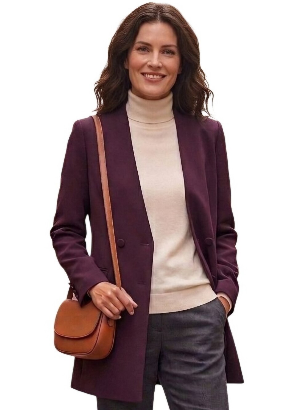 Ellen Tracy NWOT Deep Wine Long Line Open Front Jacket Career Classic Size 14